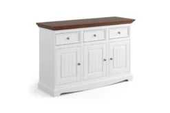 Mobile da buffet shabby chic pino massello bianco piano tinto noce