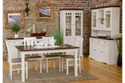 Mobile da buffet shabby chic pino massello bianco piano tinto noce