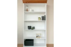 Mobile libreria shabby legno massello bianca top miele stile toscano