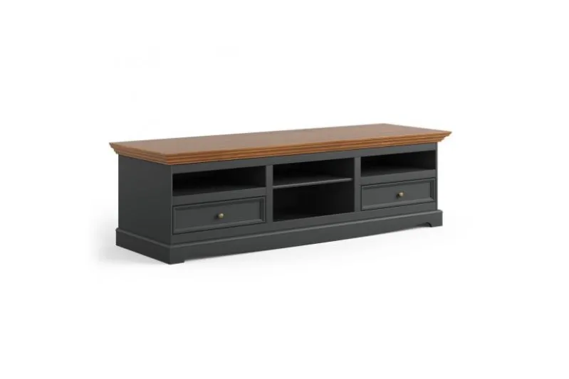 Mobile porta tv shabby chic pino massello grafite e top rovere