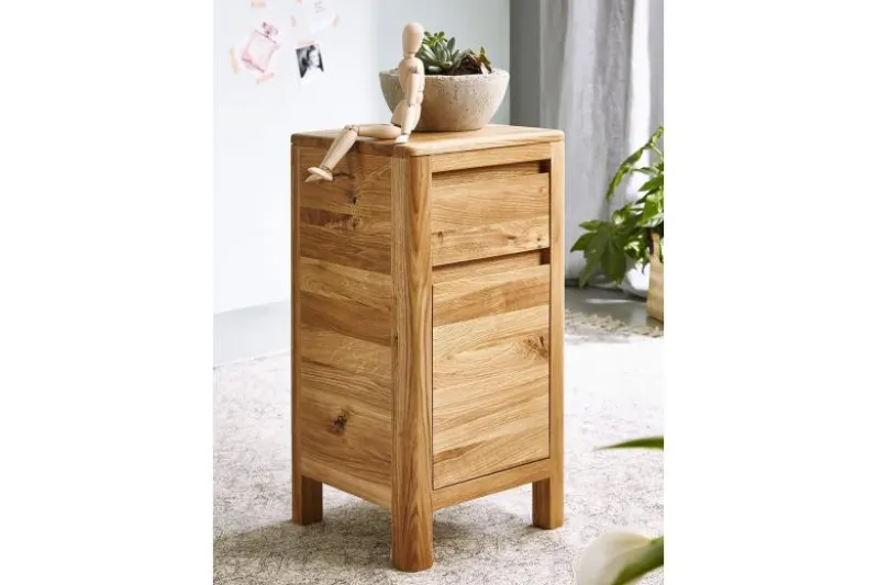 Mobiletto con cassetto in legno naturale massello oliato