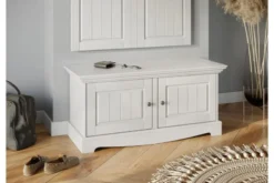 Mobiletto scarpiera shabby chic pino massello bianco
