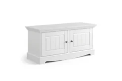 Mobiletto scarpiera shabby chic pino massello bianco