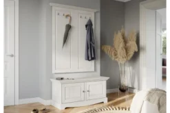 Mobiletto scarpiera shabby chic pino massello bianco