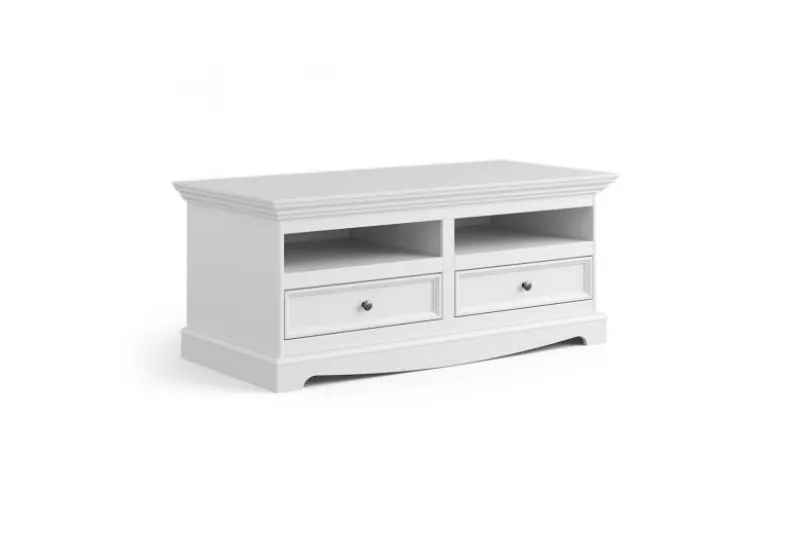 Mobiletto tv shabby chic pino massello bianco