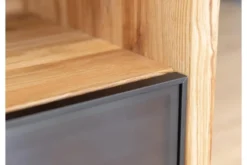 Mobile tv moderno in rovere naturale massello e vetro grafite