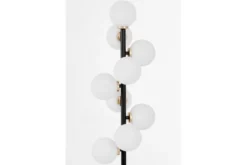 Piantana con palle in vetro bianco e metallo nero e oro caldo PETRICA W9