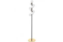 Piantana con palle in vetro bianco e metallo nero e oro caldo PETRICA W9