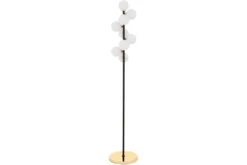 Piantana con palle in vetro bianco e metallo nero e oro caldo PETRICA W9