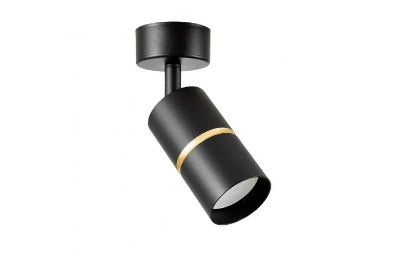 PLAFONIERA A TUBO MODERNA NERO E ORO ASTI W1