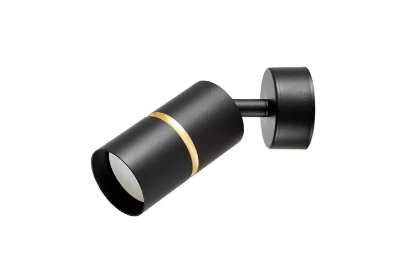PLAFONIERA A TUBO MODERNA NERO E ORO ASTI W1