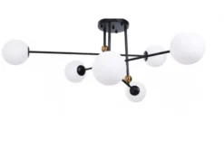 Plafoniera di design con 6 sfere in vetro bianco BERSAGO W6 Nero