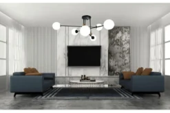 Plafoniera di design con 6 sfere in vetro bianco BERSAGO W6 Nero