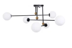 Plafoniera di design con 6 sfere in vetro bianco BERSAGO W6 Nero