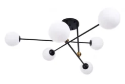 Plafoniera di design con 6 sfere in vetro bianco BERSAGO W6 Nero