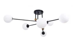 Plafoniera di design con 6 sfere in vetro bianco BERSAGO W6 Nero