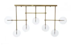 Plafoniera di design in Ottone con 7 sfere in vetro trasparente BERGAMO W7