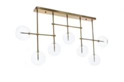 Plafoniera di design in Ottone con 7 sfere in vetro trasparente BERGAMO W7