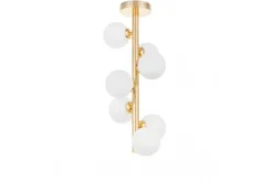 Plafoniera moderna oro con 7 sfere in vetro bianco PETRICA W7