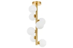 Plafoniera moderna ottone con 7 sfere in vetro bianco PETRICA W7