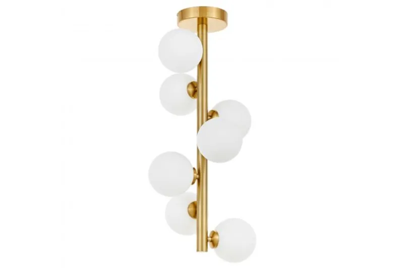Plafoniera moderna ottone con 7 sfere in vetro bianco PETRICA W7