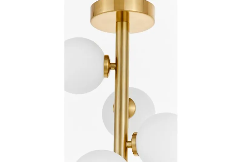 Plafoniera moderna ottone con 7 sfere in vetro bianco PETRICA W7