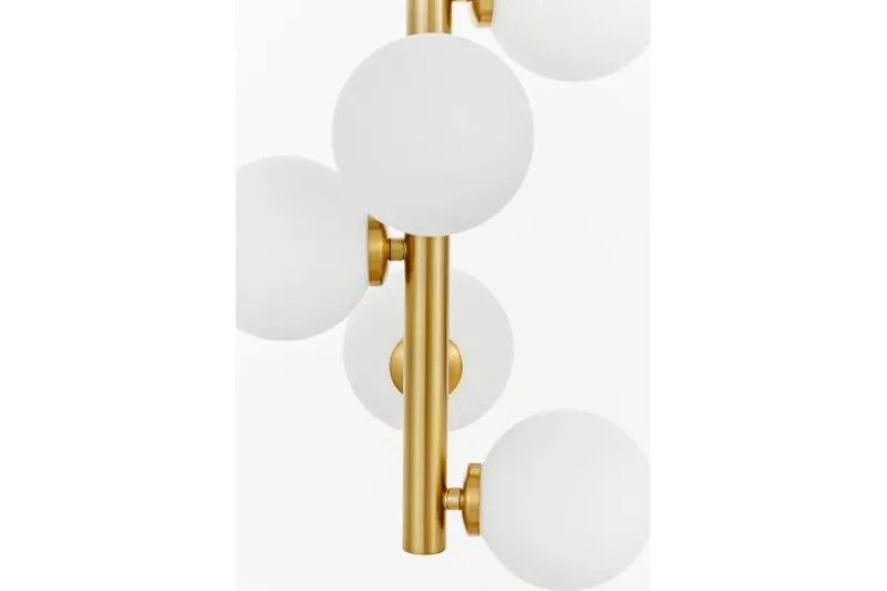 Plafoniera moderna ottone con 7 sfere in vetro bianco PETRICA W7