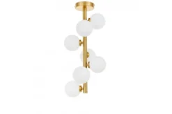 Plafoniera moderna ottone con 7 sfere in vetro bianco PETRICA W7