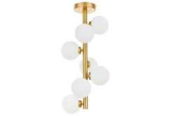 Plafoniera moderna ottone con 7 sfere in vetro bianco PETRICA W7