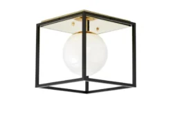 Plafoniera quadrata di design in metallo nero oro con sfera in vetro bianco MALDINI W1