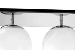 Plafoniera rettangolare in metallo nero cromo di design con 3 sfere in vetro bianco MALDINI W3