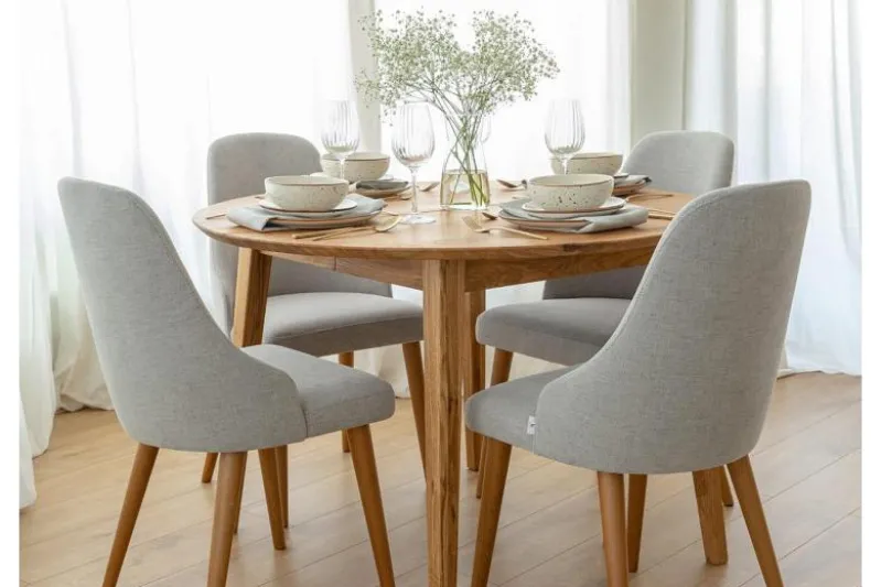 Poltroncina da pranzo imbottita grigia gambe faggio BRESSO
