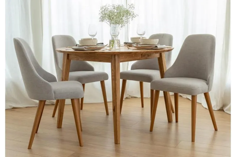 Poltroncina da pranzo imbottita grigia gambe faggio BRESSO