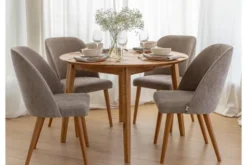 Poltroncina da pranzo tortora imbottita con gambe in faggio OLBIA