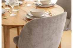 Poltroncina da pranzo tortora imbottita con gambe in faggio OLBIA