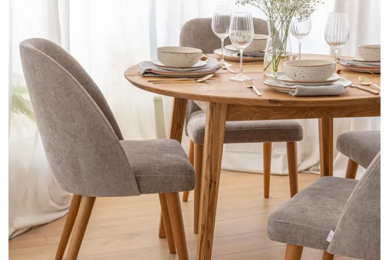 Poltroncina da pranzo tortora imbottita con gambe in faggio OLBIA