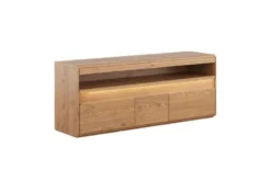 Porta TV con ripiano legno massello di rovere naturale LED integrato