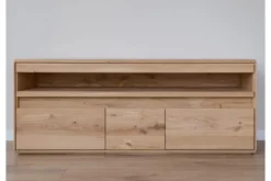 Porta TV con ripiano legno massello di rovere naturale LED integrato