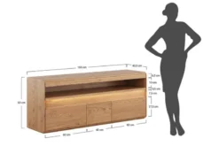 Porta TV con ripiano legno massello di rovere naturale LED integrato