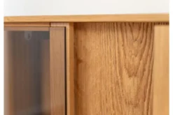 Porta TV moderno con vetrina e led rovere massello