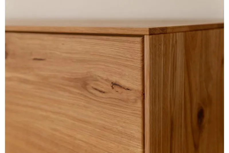 Porta TV moderno con vetrina e led rovere massello