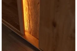 Porta TV moderno con vetrina e led rovere massello