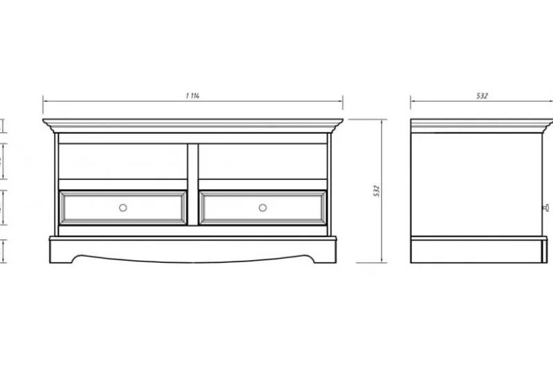 Porta tv shabby chic 2 cassetti pino massello bianco e top rovere