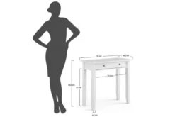 Postazione da trucco shabby chic pino massello tinto bianco noce
