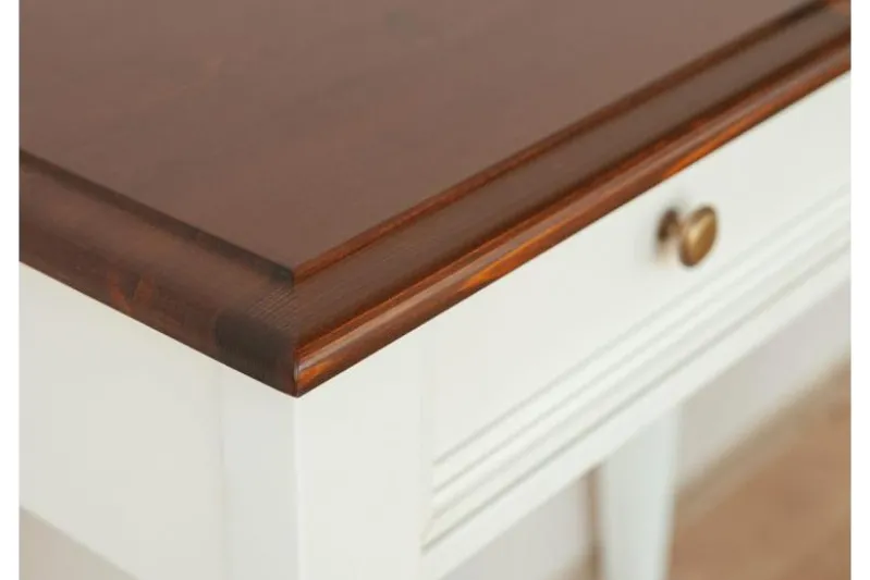Postazione da trucco shabby chic pino massello tinto bianco noce