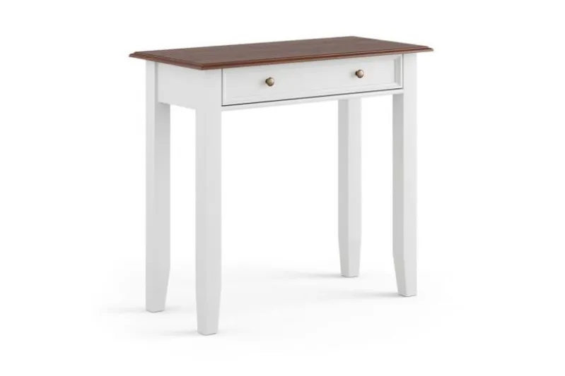 Postazione da trucco shabby chic pino massello tinto bianco noce
