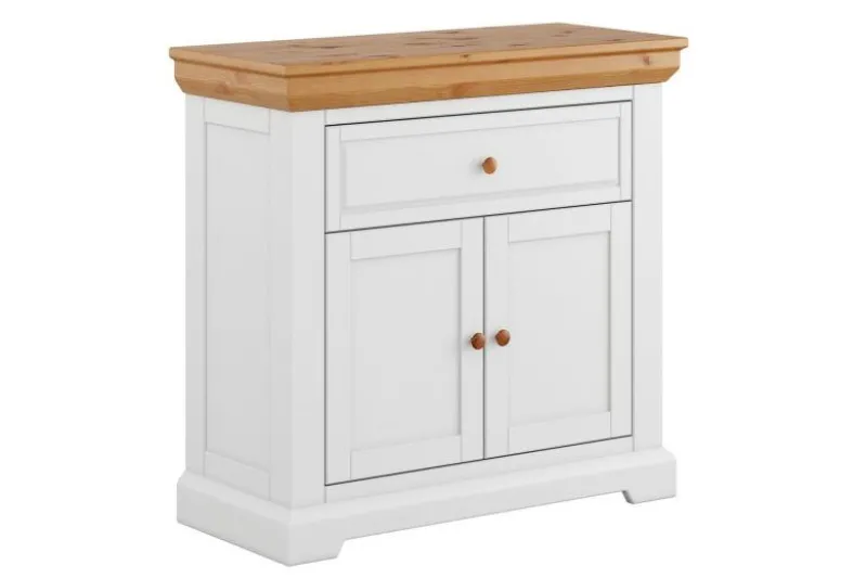 Scarpiera bianca e pino naturale massello shabby country