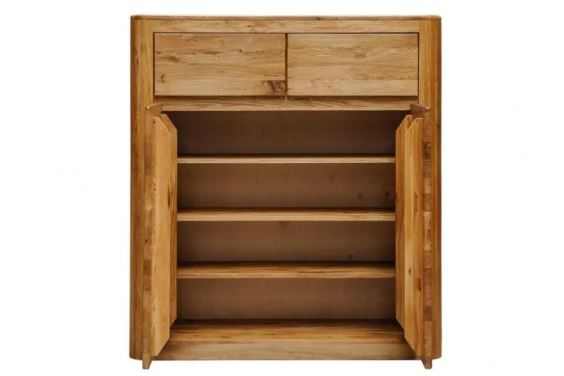 Scarpiera chiusa in legno naturale di rovere massello oliato