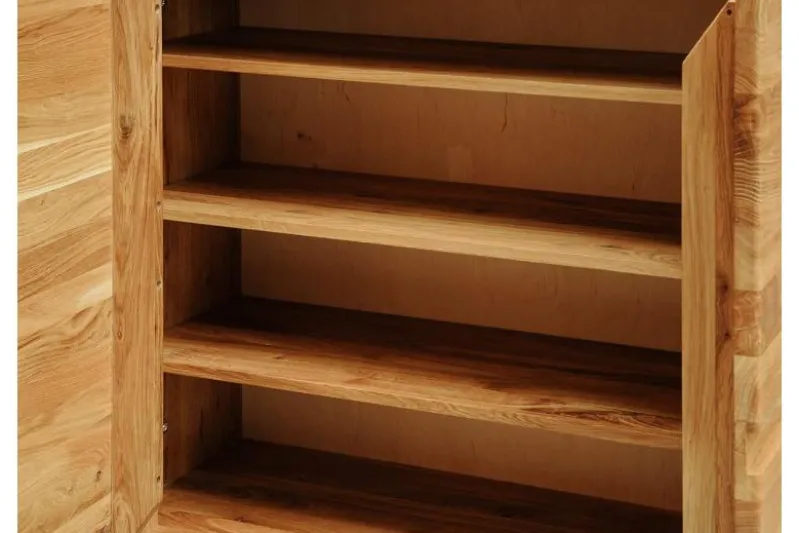 Scarpiera chiusa in legno naturale di rovere massello oliato