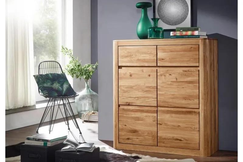 Scarpiera chiusa in legno naturale di rovere massello oliato